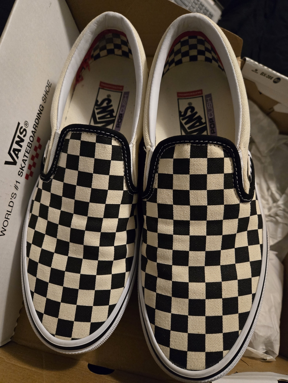 Vans Checkerboard Slip-On Sneakers - Black & Cream